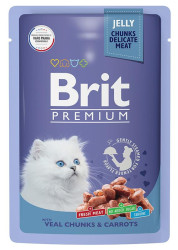 Brit Premium Пауч для котят (Телятина с морковью в желе), 85г × 14шт