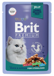 Brit Premium Пауч для стерилизованных кошек (Утка с яблоками в желе) 85г