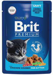 Brit Premium Cat Pouches Chunks for Kitten (Курица), 85г × 14шт