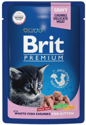 Brit Premium Cat Pouches Chunks for Kitten (Белая рыба) 85г