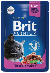 Brit Premium Cat Pouches (Курица, индейка), 85г × 14шт