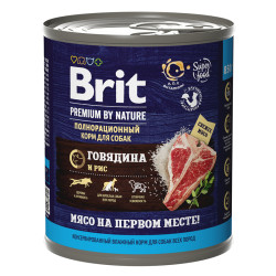 Brit Premium Dog (Говядина и рис), 850г × 6шт