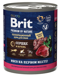 Brit Premium Dog (Сердце и печень), 850г × 6шт
