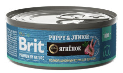 Brit Premium by Nature консервы для щенков всех пород (Ягненок), 100г × 12шт