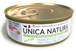 Unica Natura UNICO INDOOR Ломтики тунца и индейки для котят 70г